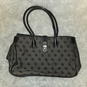 Dooney & Bourke Dark Brown Signature Jacquard Leather Shoulder Bag